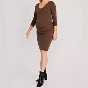 Old Navy Maternity Long-Sleeve Jersey Bodycon Dress - espresso brown/medium NWT